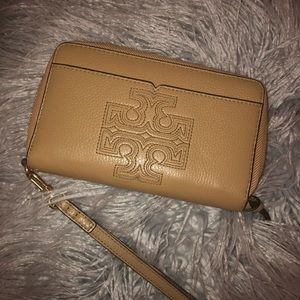 Tory Burch Royal Tan T Bombe Wristlet